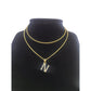 10K Gold Solid Franco Chain N Initial CZ Stone Pendant Set 1mm 16 18 20 22 Women