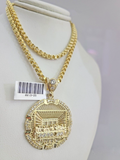 Real 10k Gold Byzantine Necklace Last Supper Charm SET Chain 20-30" 3mm Pendant
