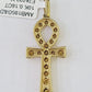 Ankh Cross Charm Pendant REAL 10k Yellow Gold Genuine Natural Diamond Men Women