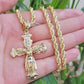 Real 14k Yellow Gold Cross pendant & Rope Chain Necklace 5mm 20" SET Charm Men's