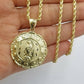 10k Yellow Gold Virgin Marry, Jesus Head Charm two tone Diamond Cut Pendant Real