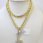 10k Rope Chain L Diamond Initial Charm Necklace Pendant Set 4mm 20"-30" Gold