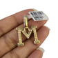 10k Gold Chain Necklace Cuban Curb M Diamond Initial Pendant Set 3mm 20"-30"