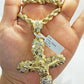 Real 10k Yellow Gold Rope Chain 26" 7mm And Real 10k Jesus Cross