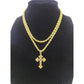10K Gold 3mm Rope Chain Filigree Cross Pendant Charm Necklace Set 18"-28" Unisex