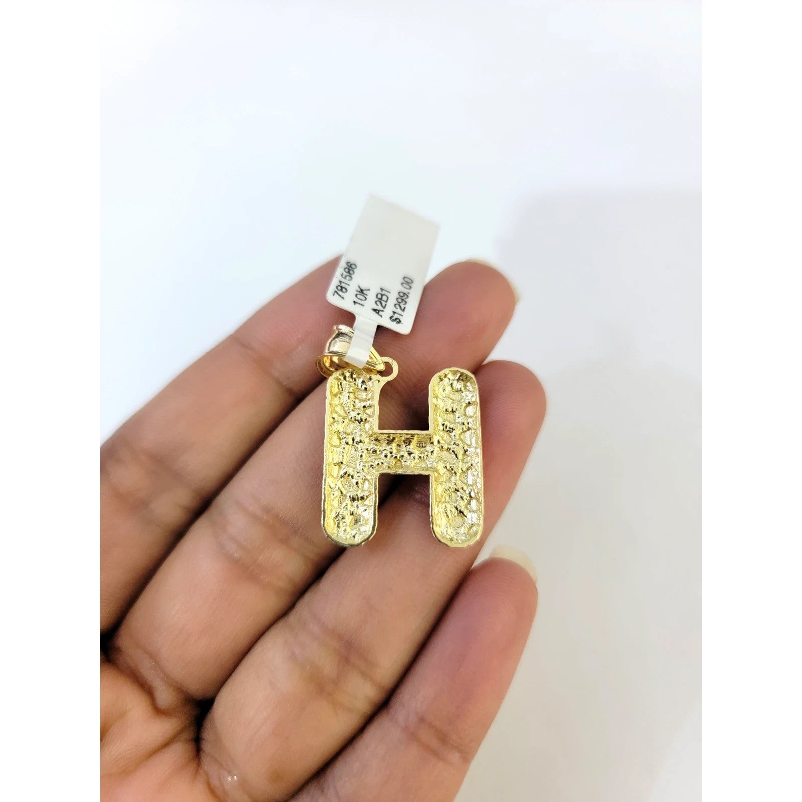 Real 10k Rope Chain 3mm 18"-28" Necklace Nugget H Initial Charm Set Pendant Gold