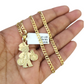 10k Gold Cuban Curb 3mm Chain Necklace Grandpa Money Charm Pendant 18"-28" Set