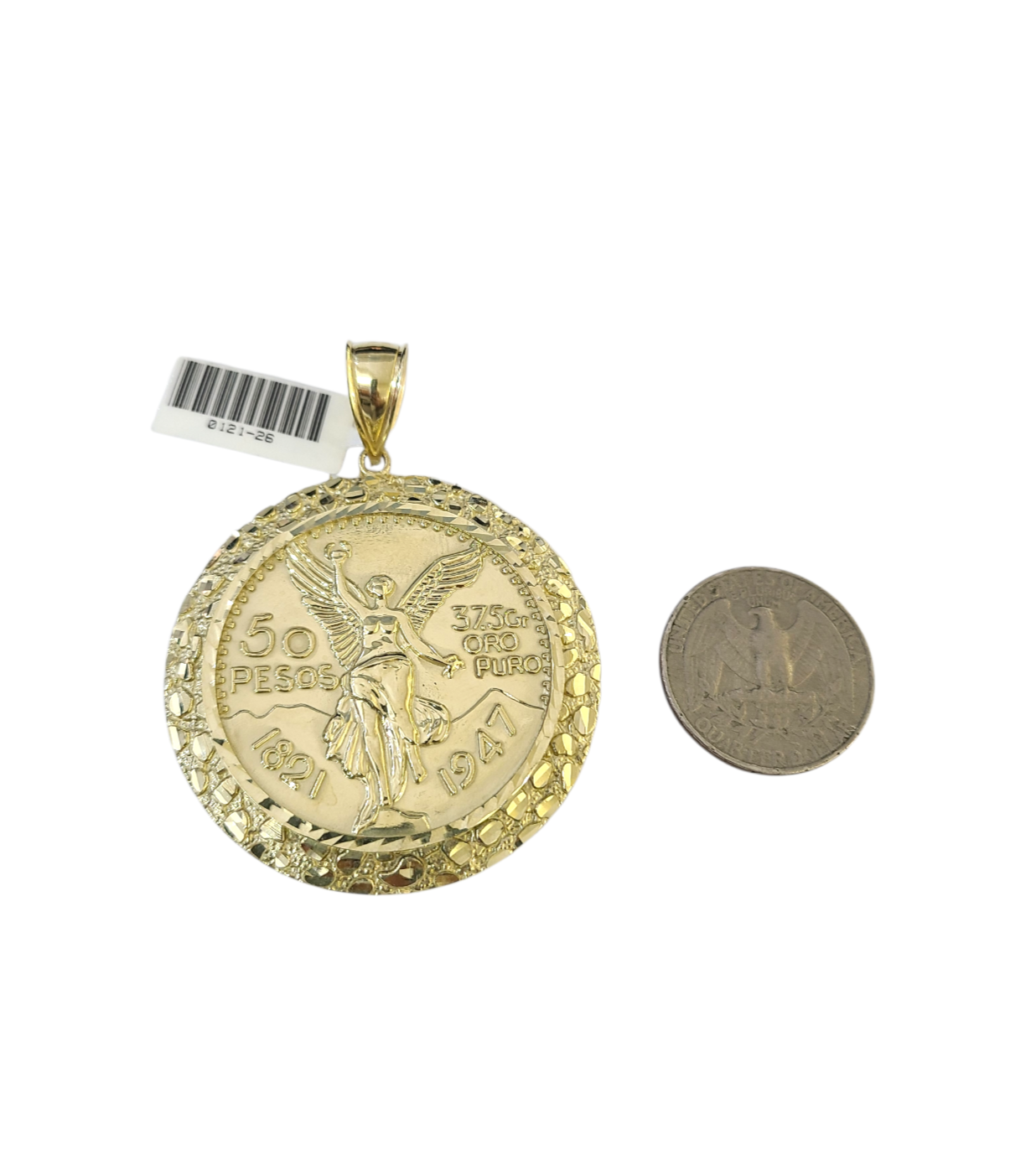 10k Yellow Gold Centenario Coin Charm 50 Pesos 1947 Nugget Centenario Bezel