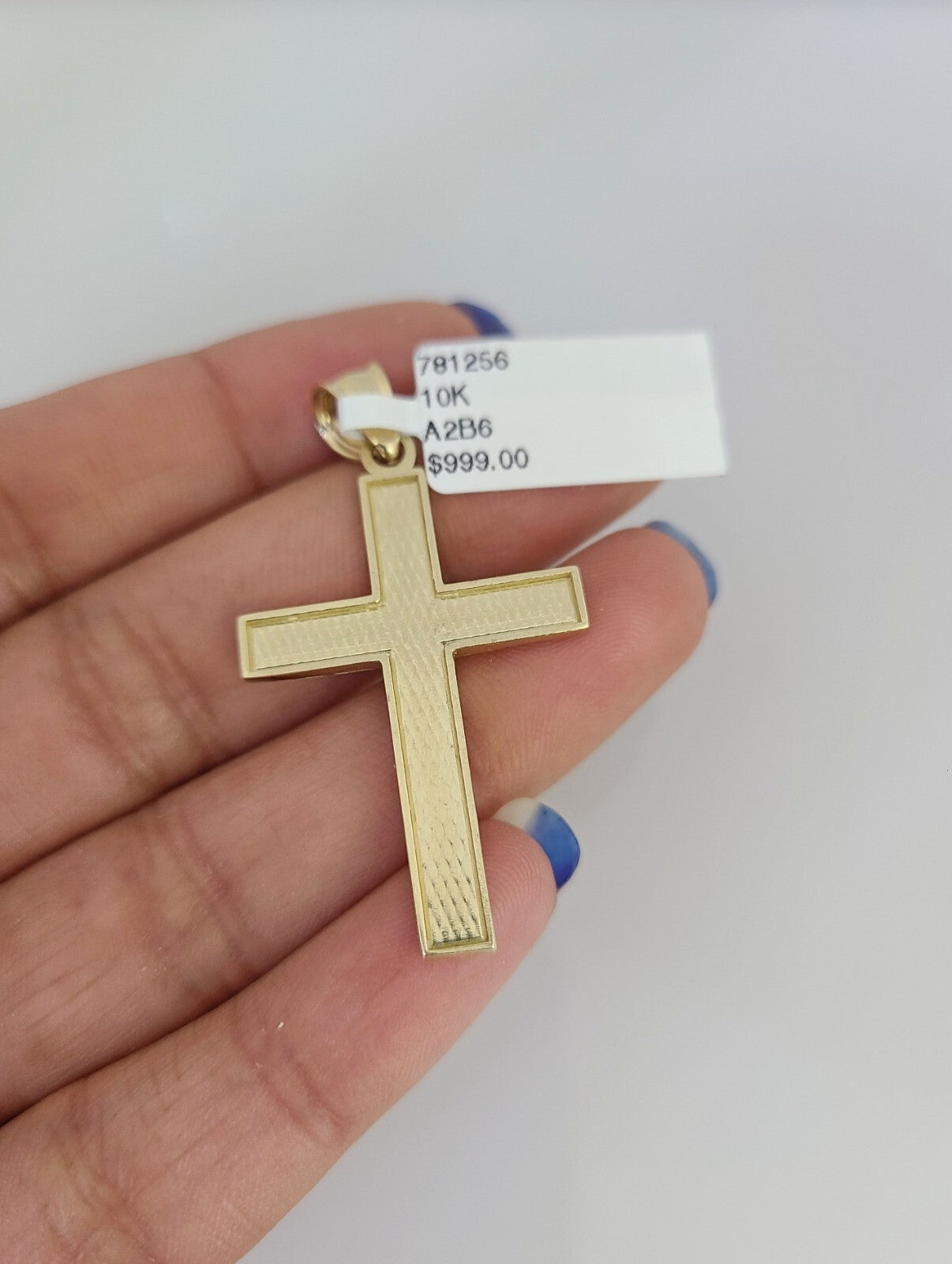 REAL 10k Solid Rope Chain Jesus Cross Charm Pendant 3mm Set 18"-26" in Necklace