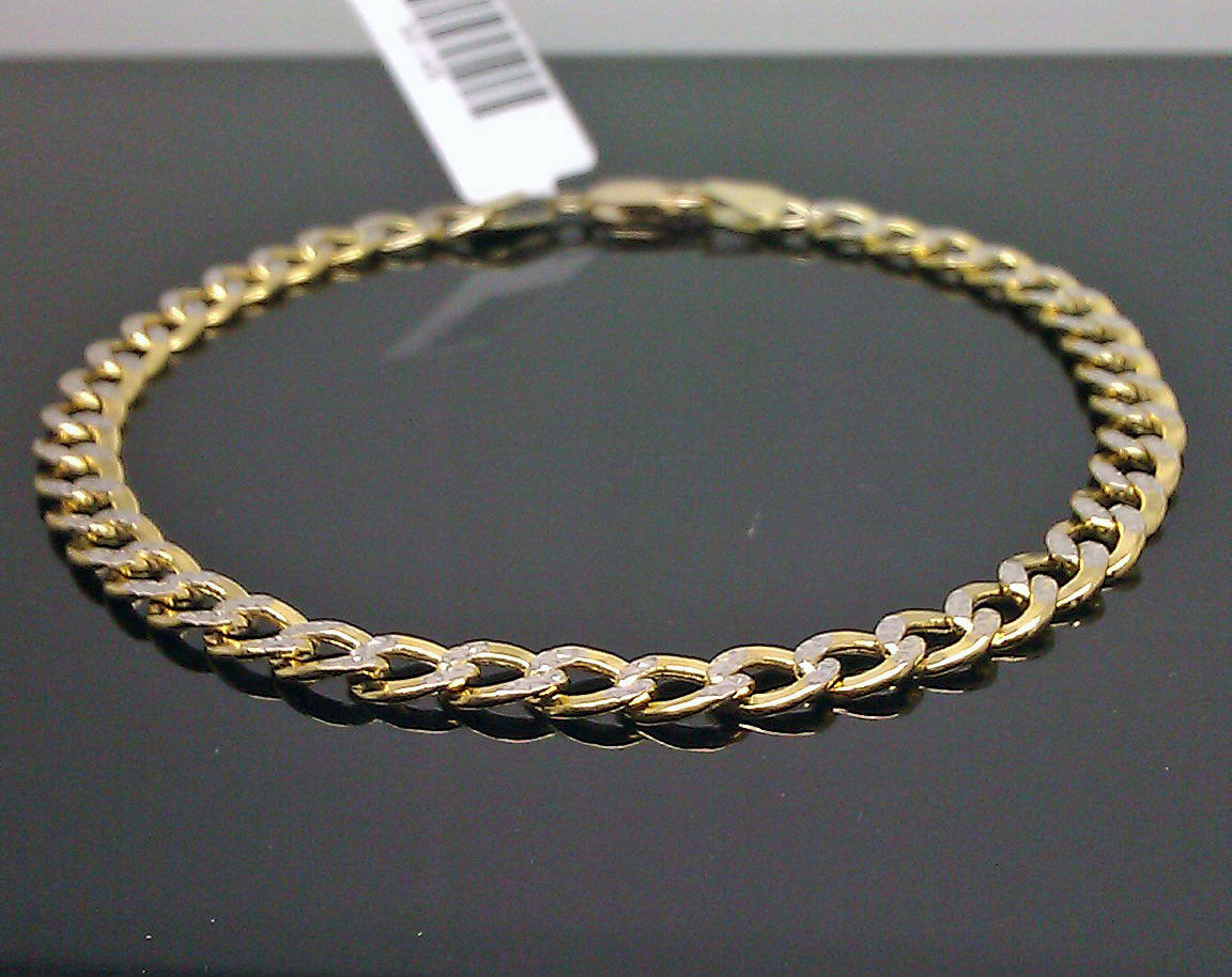 10K Gold Bracelet Real Cuban Link Solid Diamond Cut 5mm 8" Inch REAL Yellow Gold
