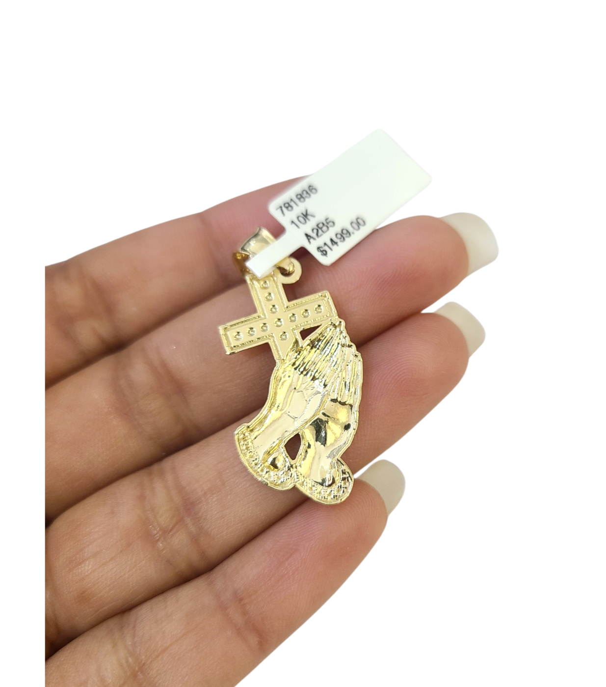 10k Gold Franco Chain Praying Hands Cross Pendant Necklace SET 2.5mm 18"-26"