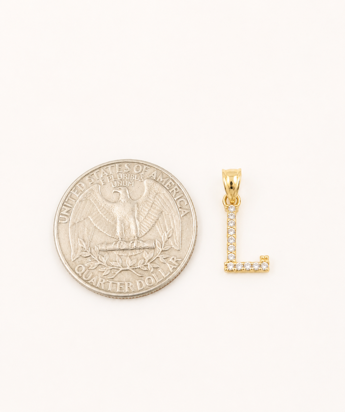 10K Gold Solid Franco Chain L Initial CZ Stone Pendant Set 1mm 16 18 20 22 Women
