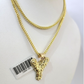 10k Gold Franco Chain Necklace SET 2.5mm 16"-26" Y Nugget Initial Charm Pendant