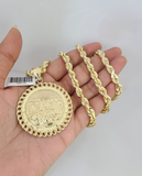 10kt Gold Solid Rope Chain Last Supper Charm Set 18"-30'' Inch 6mm Pendant
