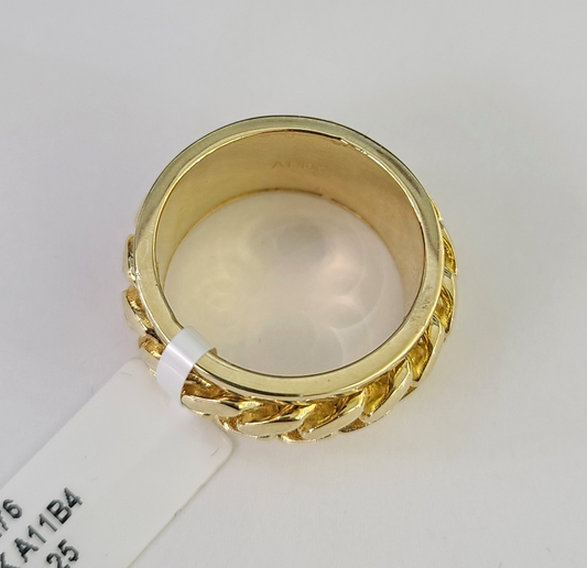 10k Miami Cuban Ring Casual Band Yellow Gold Genuine Brand New