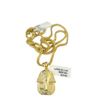 Real 10k Gold Franco Necklace Chain Pharaoh Head Charm 2.5mm 18"-26" Pendant SET
