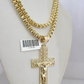 Real 10k Gold Byzantine Necklace Jesus Cross Charm SET Chain 20"-30" 4mm
