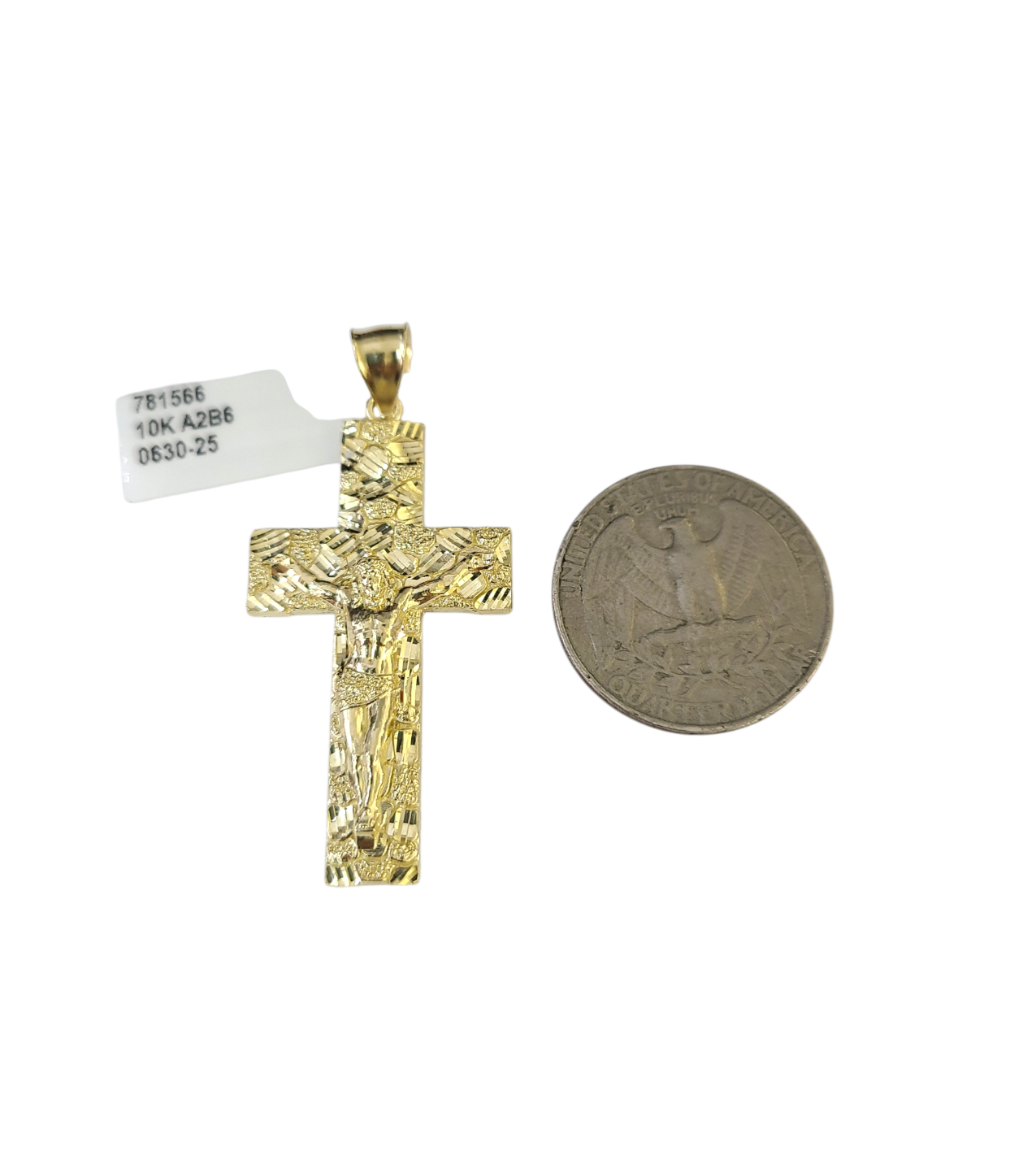 Real 10k Gold Franco Necklace Chain Nugget Cross Charm 2.5mm 18"-26" Pendant SET