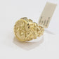 Real 10k Yellow Gold Masonic Ring Mens Nugget Band Round Shape Pinky Casual Ring