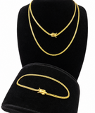 10k Solid Gold Miami Cuban Chain Bracelet Set 2mm 18"-24" Men Women Necklace