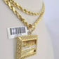 10kt Solid Gold Rope Chain Last Supper Charm Pendant 20-28'' Inches Necklace 4mm