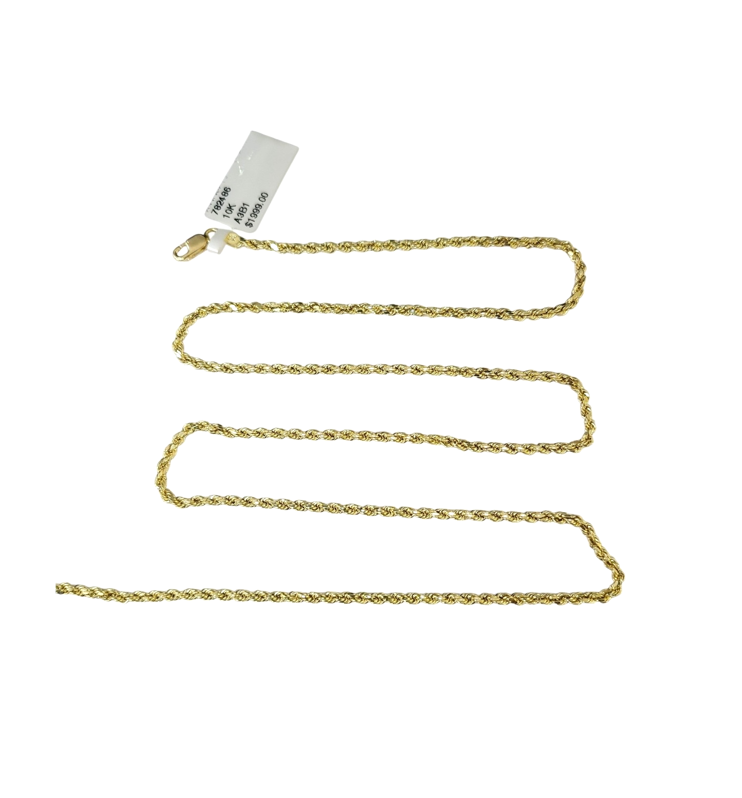 Real 10k Yellow Gold Rope Necklace Chain 2mm 18-30 Inch Diamond Cuts 10kt