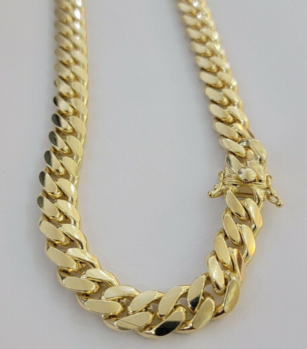 Real 10k Yellow Gold Cuban Link Solid Necklace 11mm 22" 10KT Real Gold Sale