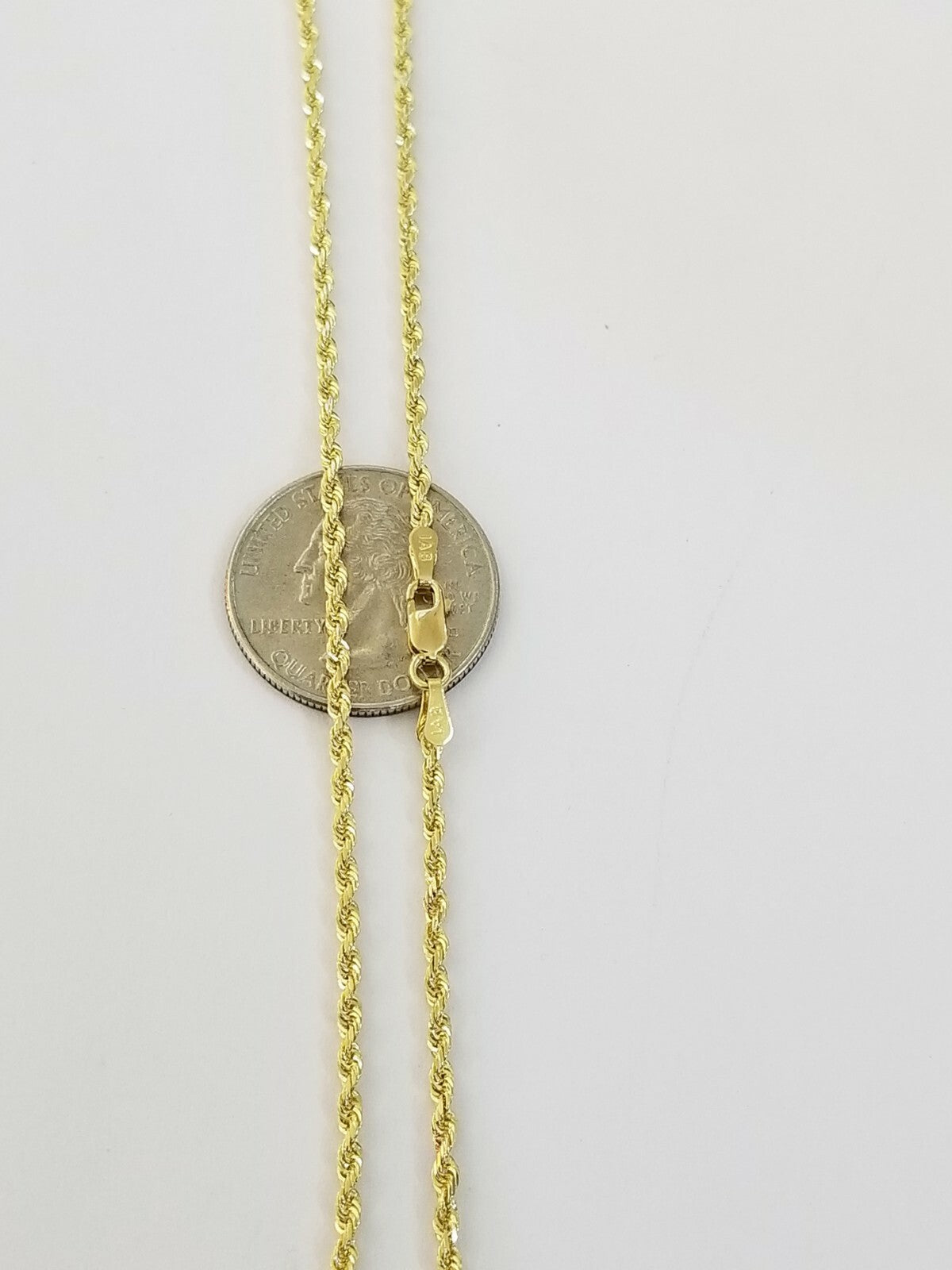 10K Solid Yellow Gold Rope Chain Diamond Cut 2mm 18 20 22 24 Inch