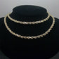 REAL 10k SOLID Gold Rope Chain 4mm 24" Yellow Gold Necklace Diamond Cuts Unisex