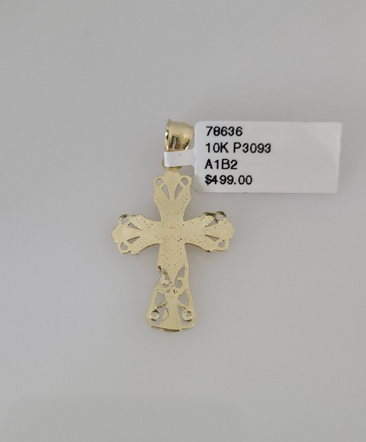 10k Jesus Cross Charm Pendant REAL 10Kt Religious Yellow Gold Genuine