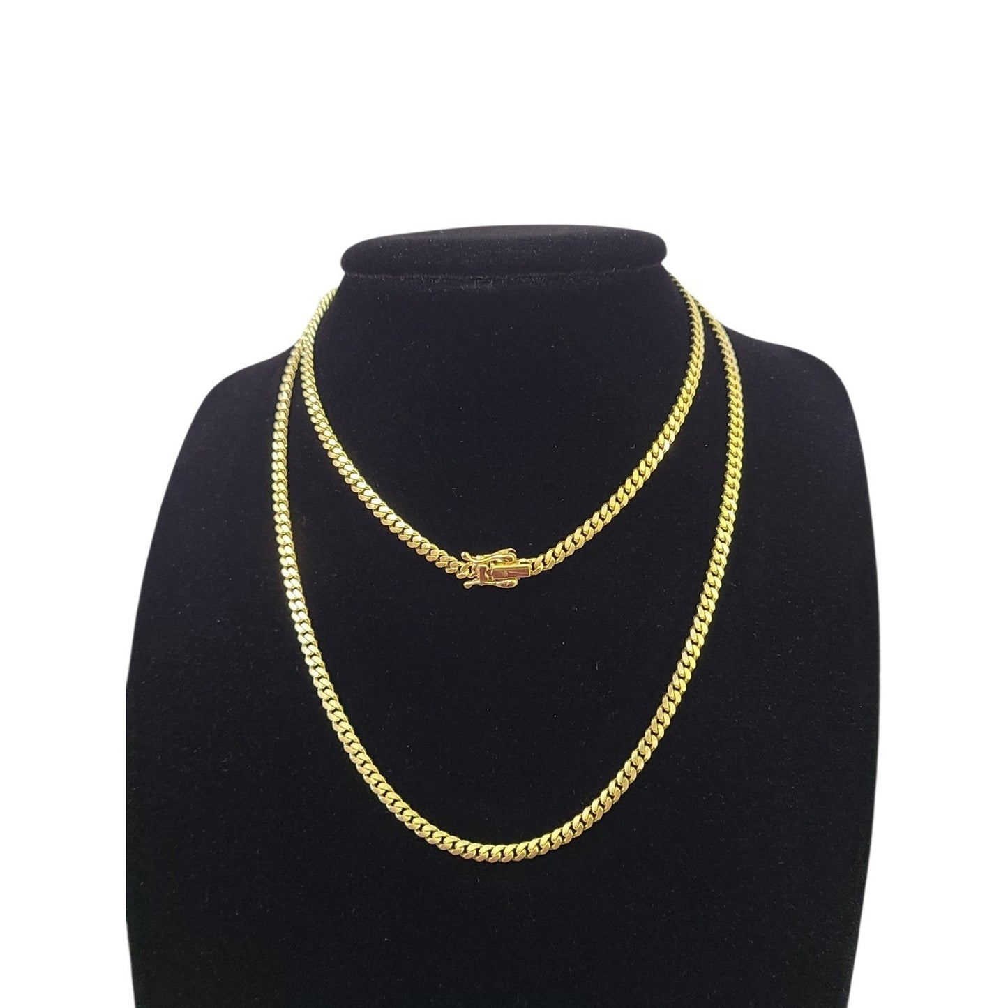 10K SOLID Gold Miami Cuban Link Chain 3mm 24" Inch Men Women Real Necklace