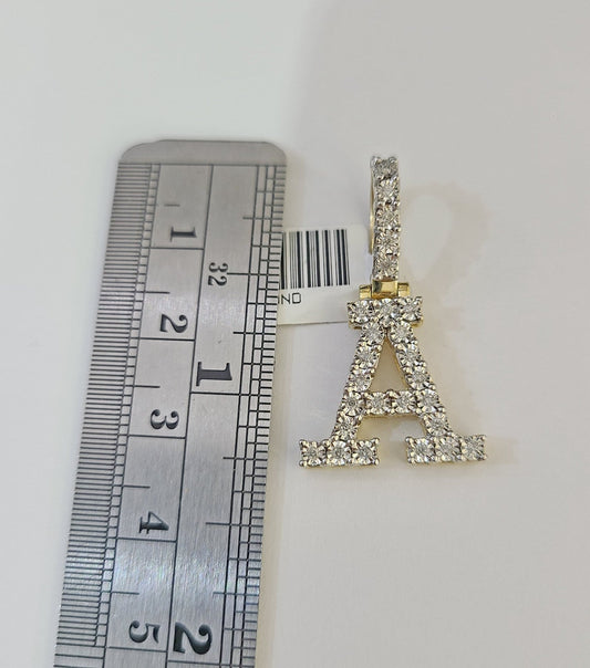 10k Rope Chain A Diamond Initial Charm Necklace Pendant Set 4mm 20"-30" Gold