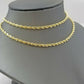 Real 14KT SOLID Yellow Gold 4mm Rope Chain Diamond Cut 18" Inches Lobster Lock