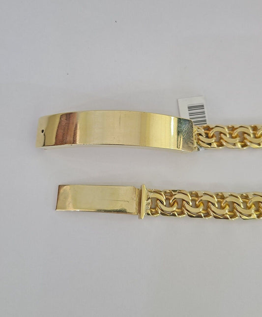 Real Solid 10kt Gold Chino ID Bracelet Name Plate 10mm 8.5'' Inch 10k Mens