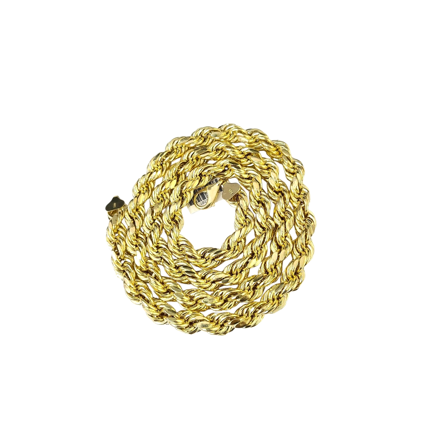 10k Yellow Gold Rope Chain Necklace 10mm 20-30 Inch Diamond Cuts Men's 10kt