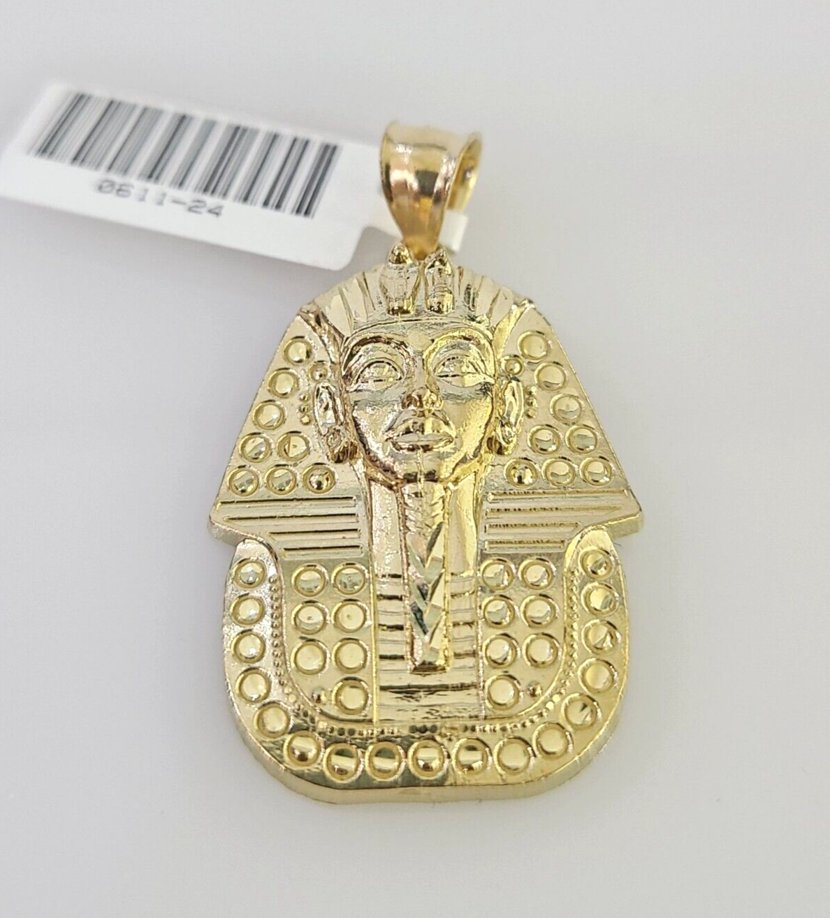 10k Pharaoh Head Charm Pendant Mens REAL 10Kt Egyptian Yellow Gold