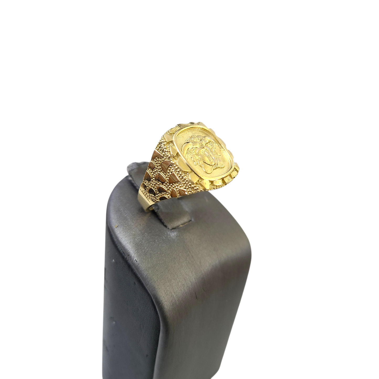 Real 10k Nugget Head Ring Yellow Gold Men 10Kt Genuine