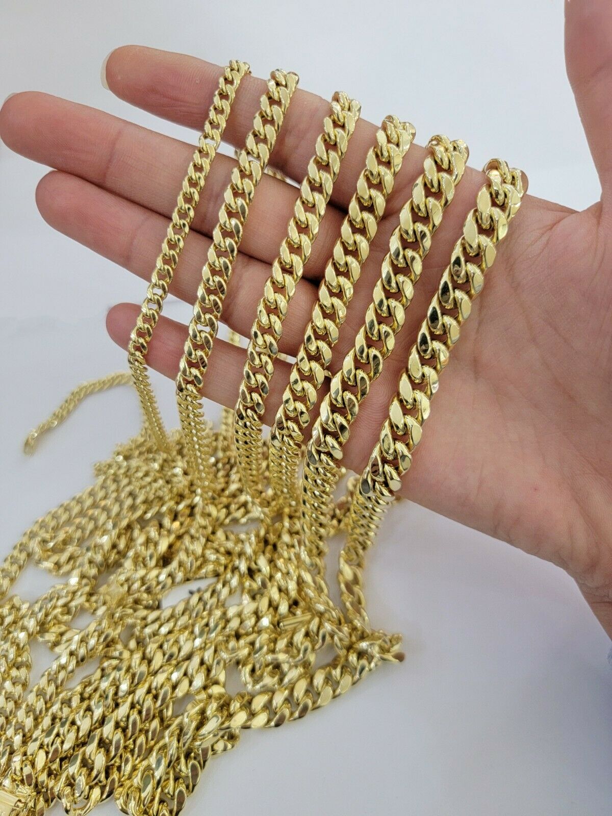 Real 10k Yellow Gold chain Bracelet 5mm-10mm Miami Cuban Link Necklace 8"-30"
