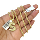 Real 10k Rope Chain S Initial Charm 3mm 18"-28" Necklace Nugget Set Pendant Gold