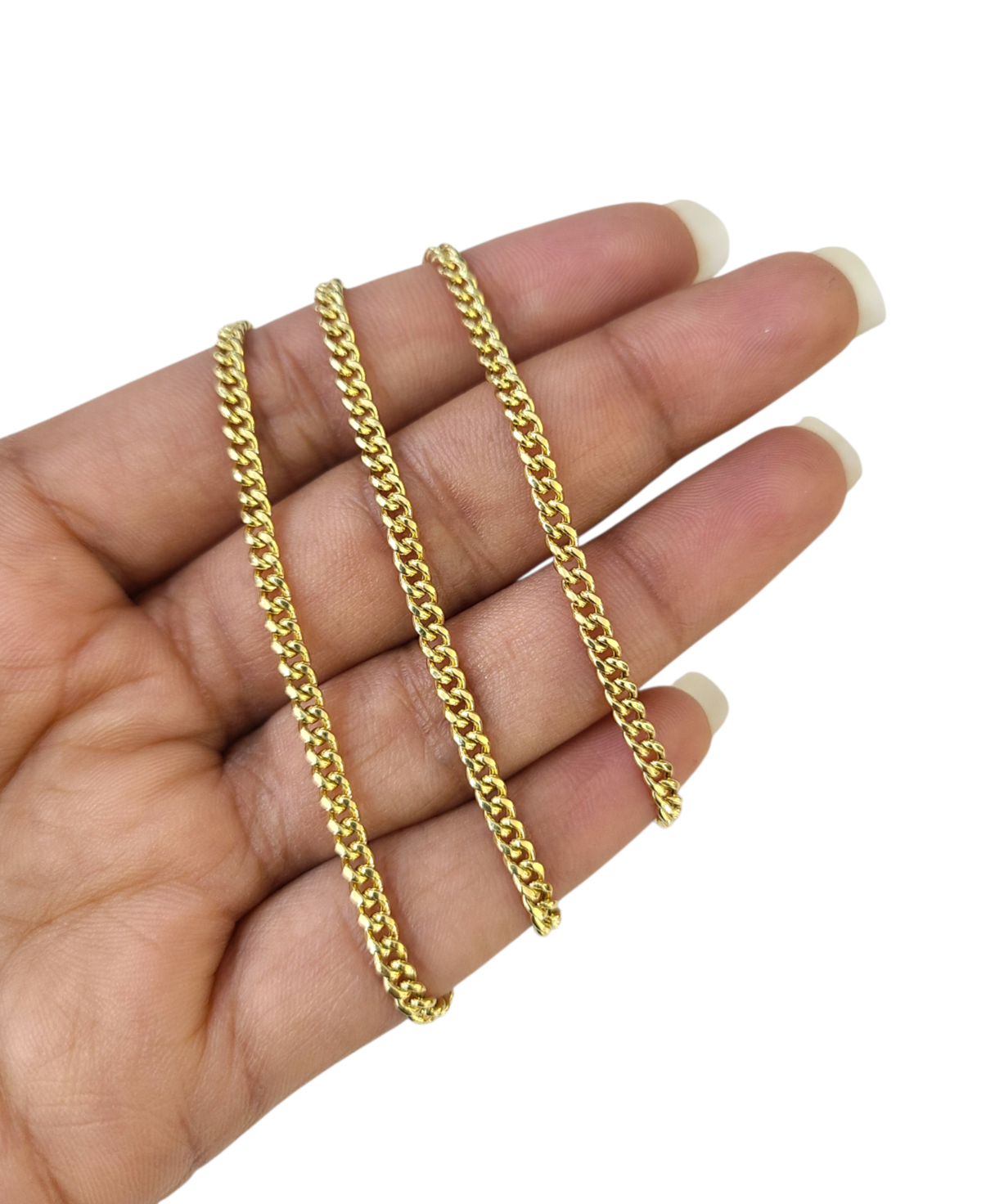 Real 10k Yellow Gold Necklace 3mm Miami Cuban Link Chain 22 Inch 10KT
