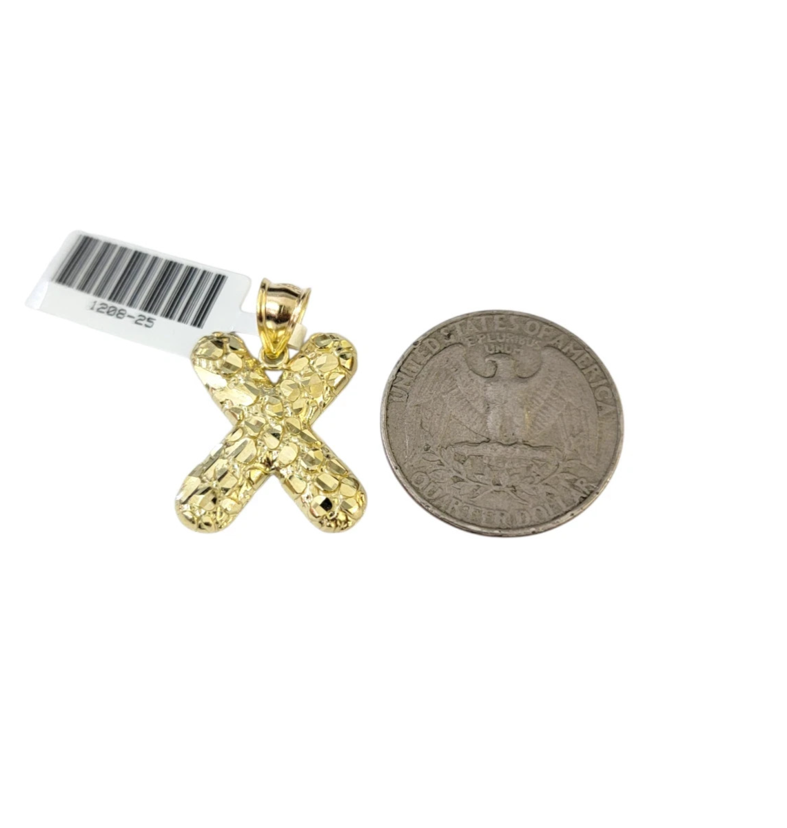 Real Gold 10k Chain X Initial Charm Miami Cuban Link 2.5mm Necklace Pendant SET
