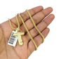 10k Gold Franco Chain Necklace 2.5mm 16"-26" T Nugget Initial Charm Pendant SET