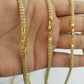 Solid 10k Yellow Gold Iced Chain 3.5mm 4mm 5m Diamond Cut Necklace 20" 24"
