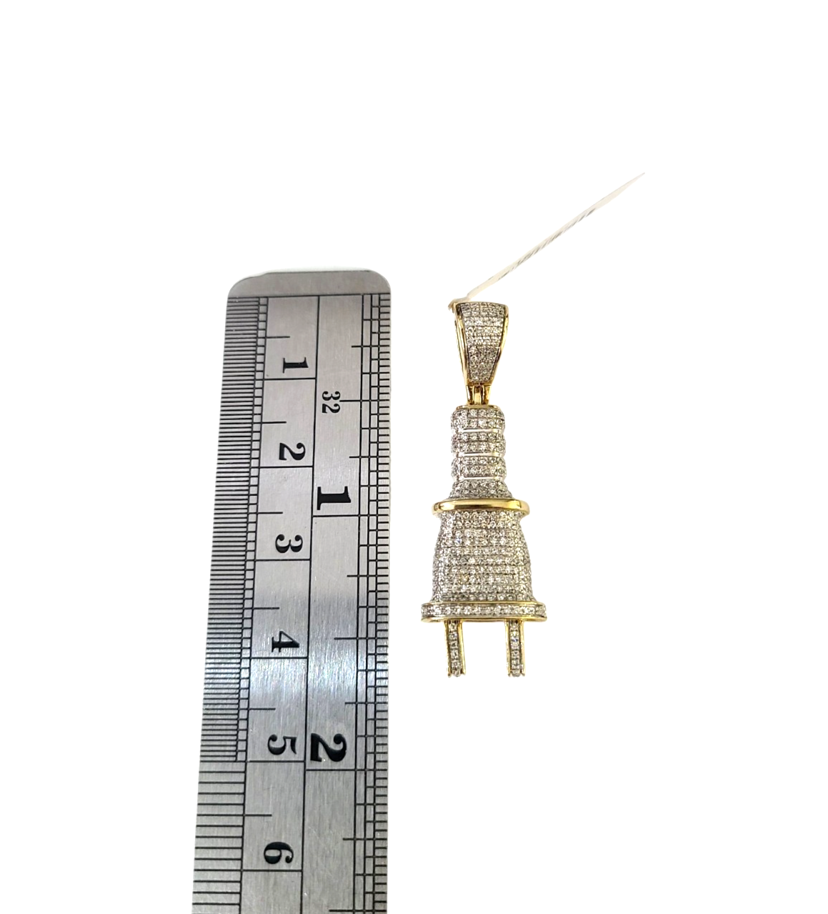 10k Solid Figaro Chain Plug Diamond Charm Necklace SET 4mm 22" Pendant