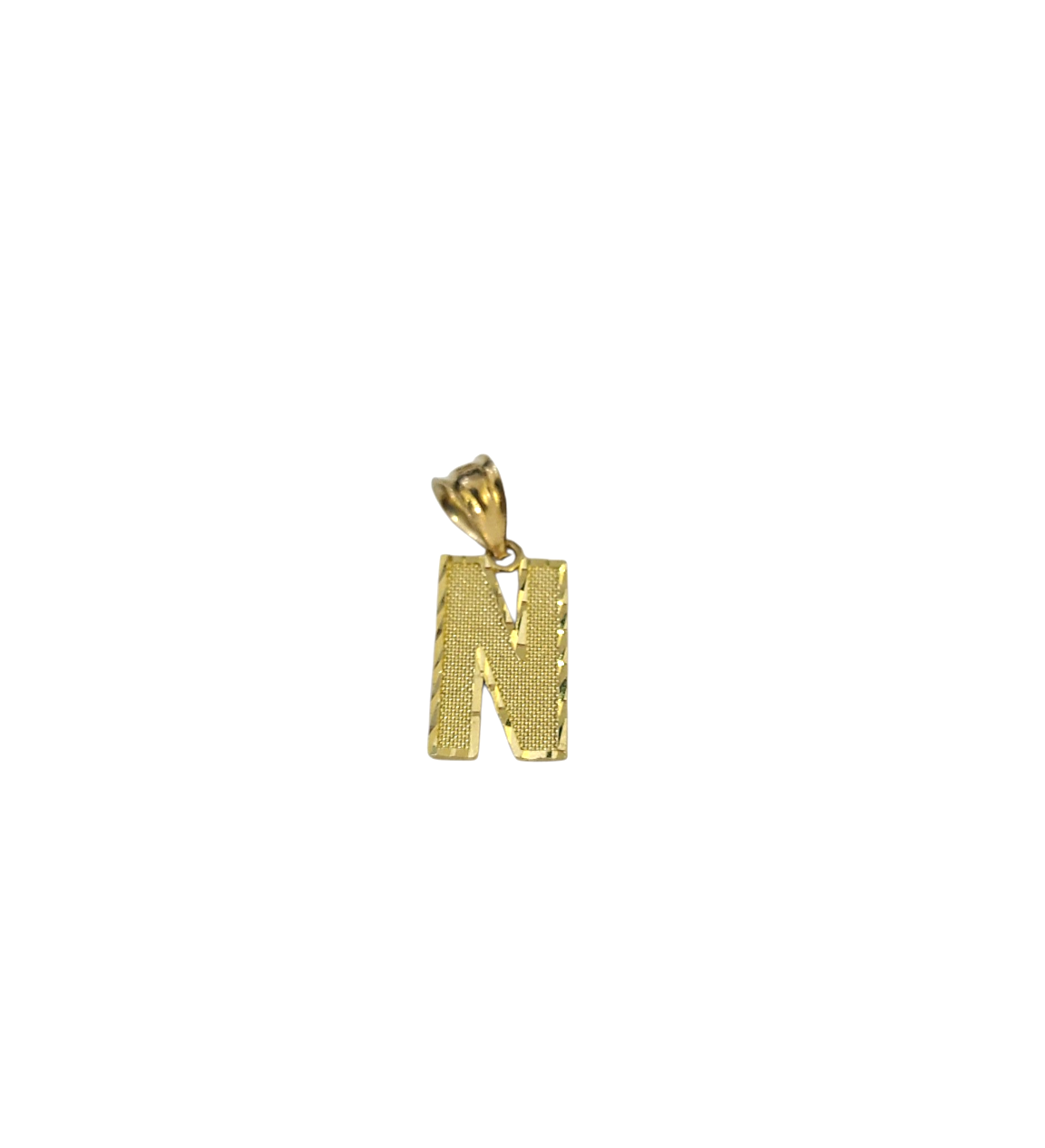 10K Yellow Gold N Initial Charm Pendant Alphabet Real 10kt Men Women