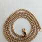 10k Gold Rose Gold Iced Bead Chain Men Women Diamond Cut Chain 24" 3.5mm Real
