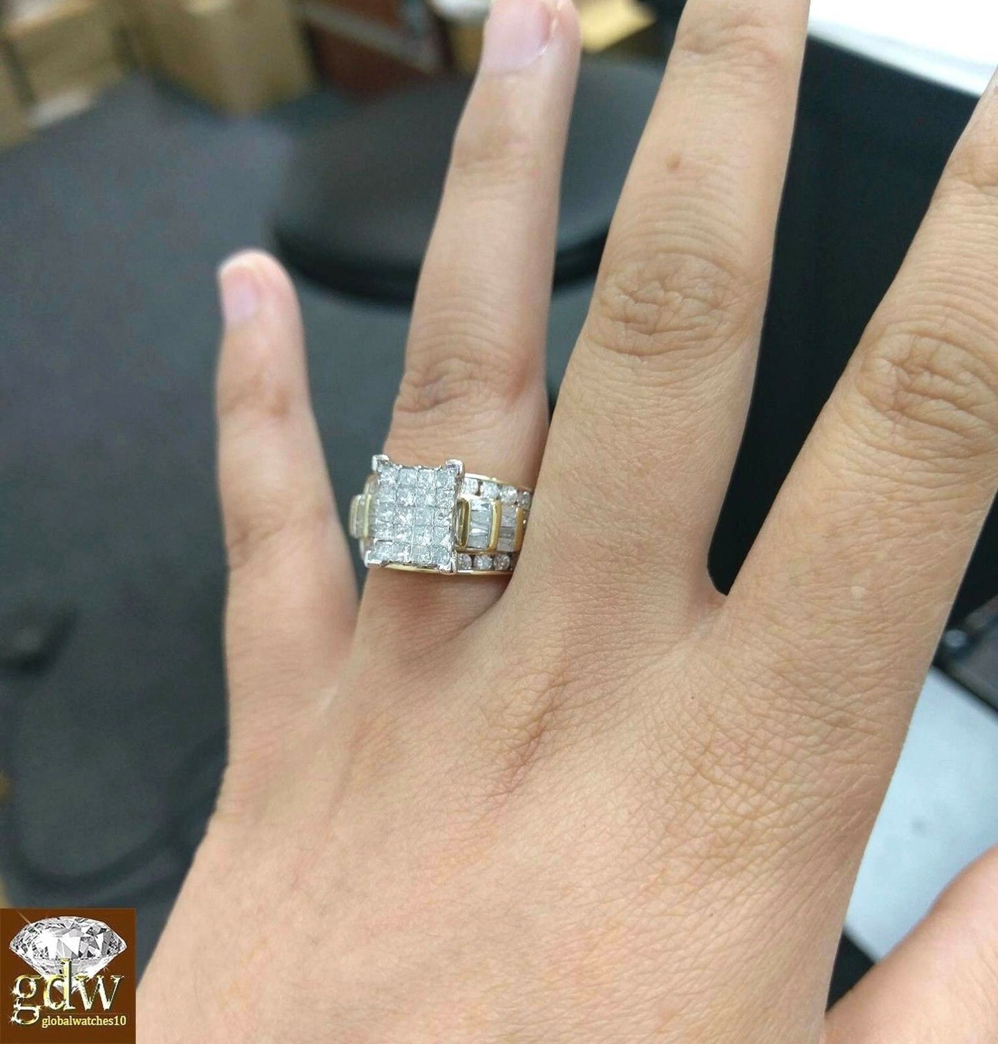 2 CT Diamond 10K Gold Ladies Ring Wedding Anniversary Princess cut Diamond Women