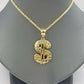 10k Real Yellow Gold Dollar sign $ Charm Nugget Cut Pendant For Lucky Men Women