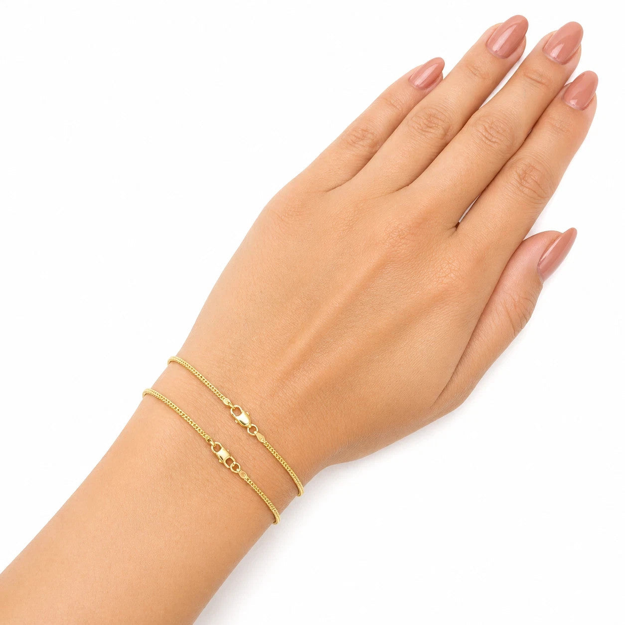 Real 18K Yellow Gold Franco Bracelet 1mm 7" 8" Ladies Dainty Thin Chain Jewelry