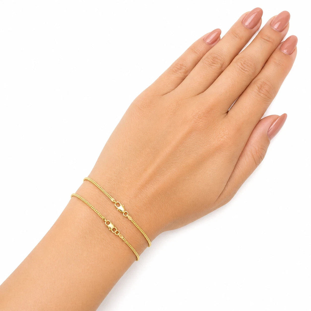Real 18K Yellow Gold Franco Bracelet 1mm 7" 8" Ladies Dainty Thin Chain Jewelry